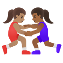 women wrestling: medium skin tone, medium-dark skin tone on Google