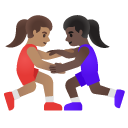 women wrestling: medium skin tone, dark skin tone on Google