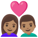 couple with heart: woman, man, medium skin tone on Google