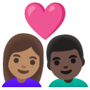 couple with heart: woman, man, medium skin tone, dark skin tone on Google