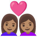 couple with heart: woman, woman, medium skin tone on Google