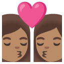 kiss: woman, woman, medium skin tone on Google