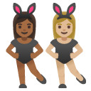 women with bunny ears: medium-dark skin tone, medium-light skin tone on Google