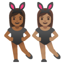 women with bunny ears: medium-dark skin tone, medium skin tone on Google