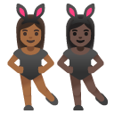 women with bunny ears: medium-dark skin tone, dark skin tone on Google