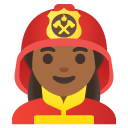 woman firefighter: medium-dark skin tone on Google