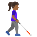 woman with white cane facing right: medium-dark skin tone on Google