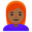 woman: medium-dark skin tone, red hair on Google