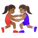 women wrestling: medium-dark skin tone, medium skin tone on Google