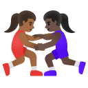 women wrestling: medium-dark skin tone, dark skin tone on Google
