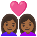 couple with heart: woman, woman, medium-dark skin tone on Google