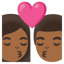 kiss: woman, man, medium-dark skin tone on Google