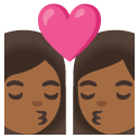 kiss: woman, woman, medium-dark skin tone on Google