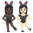 women with bunny ears: dark skin tone, light skin tone on Google