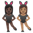 women with bunny ears: dark skin tone, medium skin tone on Google
