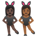 women with bunny ears: dark skin tone, medium-dark skin tone on Google
