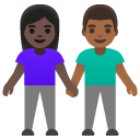 woman and man holding hands: dark skin tone, medium-dark skin tone on Google