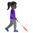 woman with white cane facing right: dark skin tone on Google