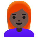 woman: dark skin tone, red hair on Google