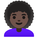 woman: dark skin tone, curly hair on Google