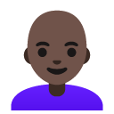 woman: dark skin tone, bald on Google