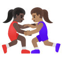 women wrestling: dark skin tone, medium skin tone on Google