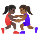 women wrestling: dark skin tone, medium-dark skin tone on Google