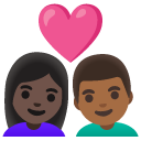 couple with heart: woman, man, dark skin tone, medium-dark skin tone on Google