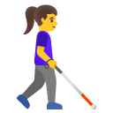 woman with white cane facing right on Google