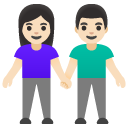 woman and man holding hands: light skin tone on Google