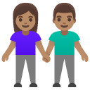 woman and man holding hands: medium skin tone on Google
