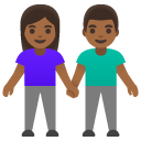 woman and man holding hands: medium-dark skin tone on Google