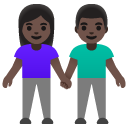 woman and man holding hands: dark skin tone on Google