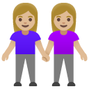 women holding hands: medium-light skin tone on Google