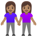 women holding hands: medium skin tone on Google
