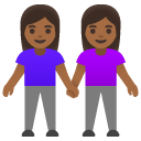 women holding hands: medium-dark skin tone on Google