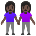 women holding hands: dark skin tone on Google