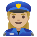 woman police officer: medium-light skin tone on Google