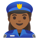 woman police officer: medium-dark skin tone on Google