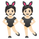 people with bunny ears: light skin tone on Google