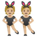 people with bunny ears: medium-light skin tone on Google