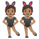 people with bunny ears: medium skin tone on Google