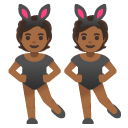 people with bunny ears: medium-dark skin tone on Google