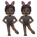 people with bunny ears: dark skin tone on Google
