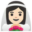 woman with veil: light skin tone on Google