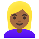 woman: medium-dark skin tone, blond hair on Google
