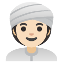 woman wearing turban: light skin tone on Google
