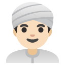 man wearing turban: light skin tone on Google