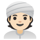 person wearing turban: light skin tone on Google