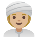 woman wearing turban: medium-light skin tone on Google